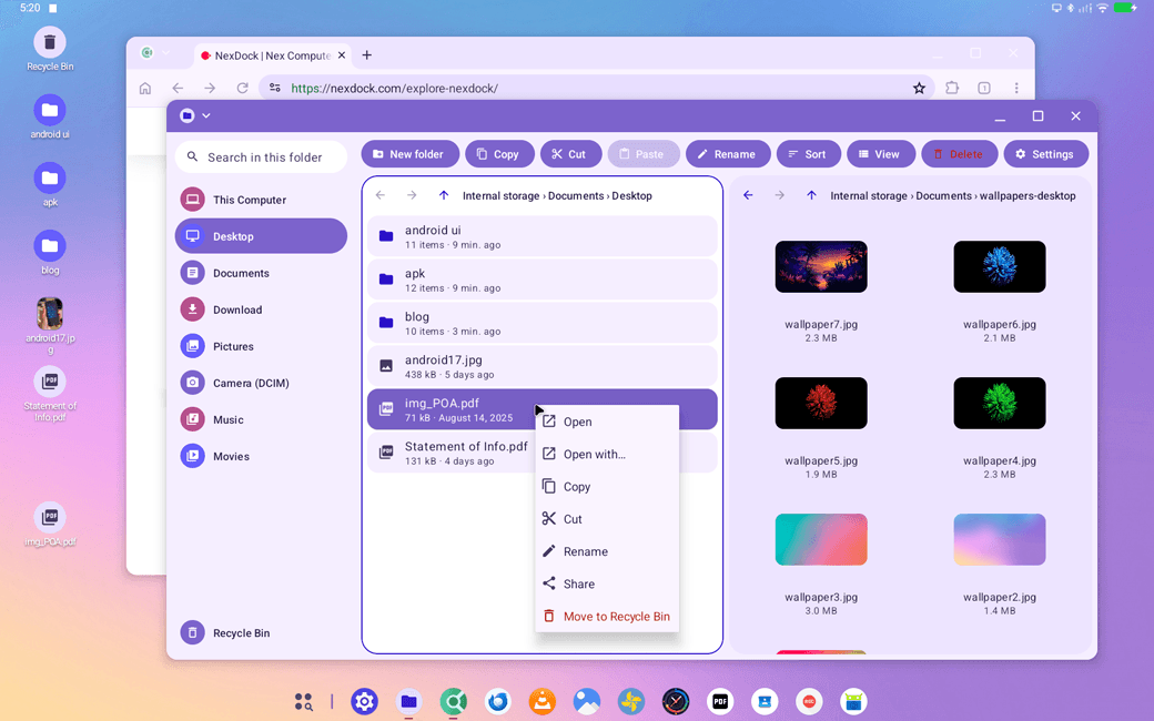 File Drawer, gerenciador de arquivos com dois painéis do NexPhone