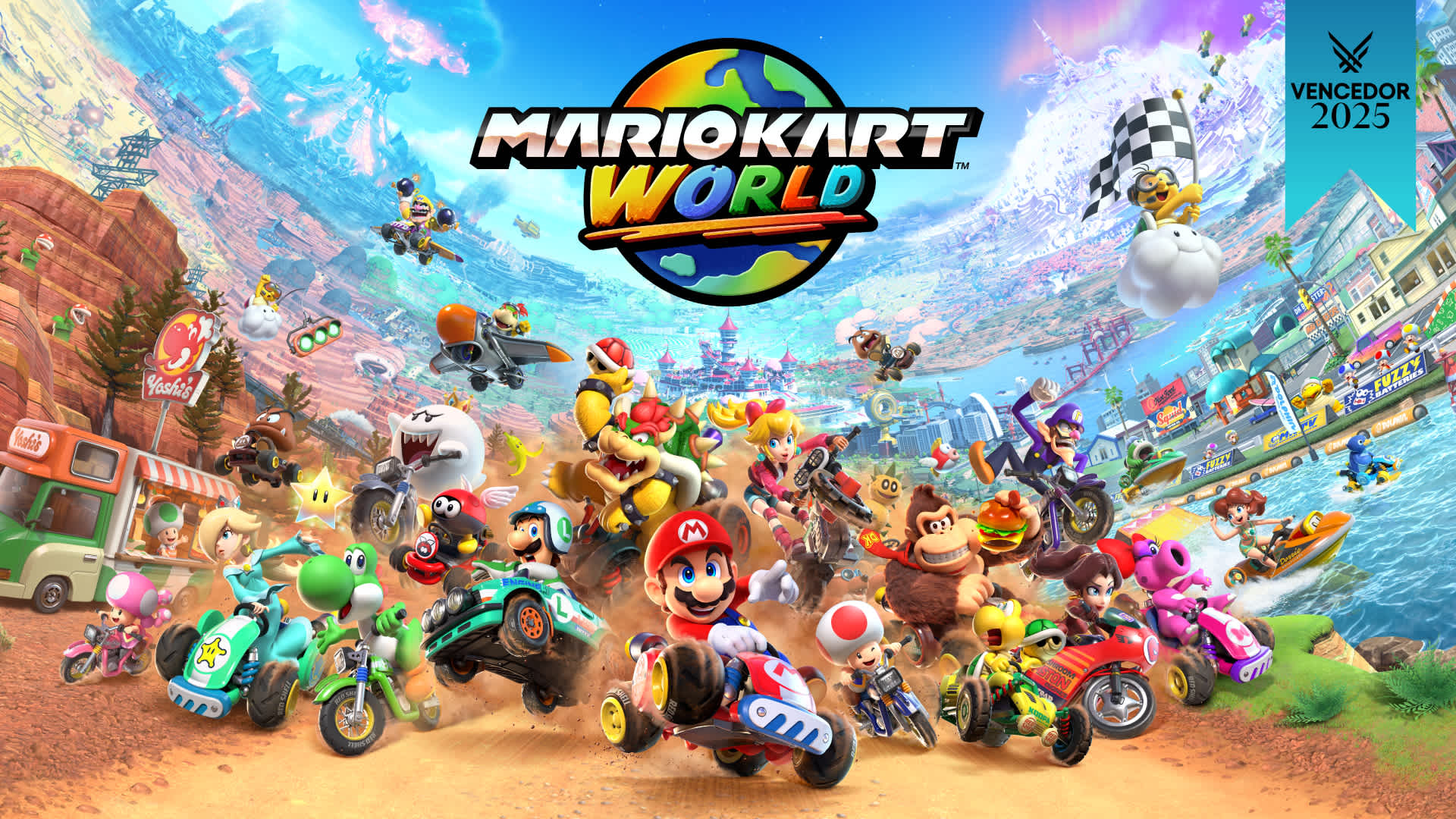 Mario Kart World, um dos jogos que podem ser resgatados no bundle