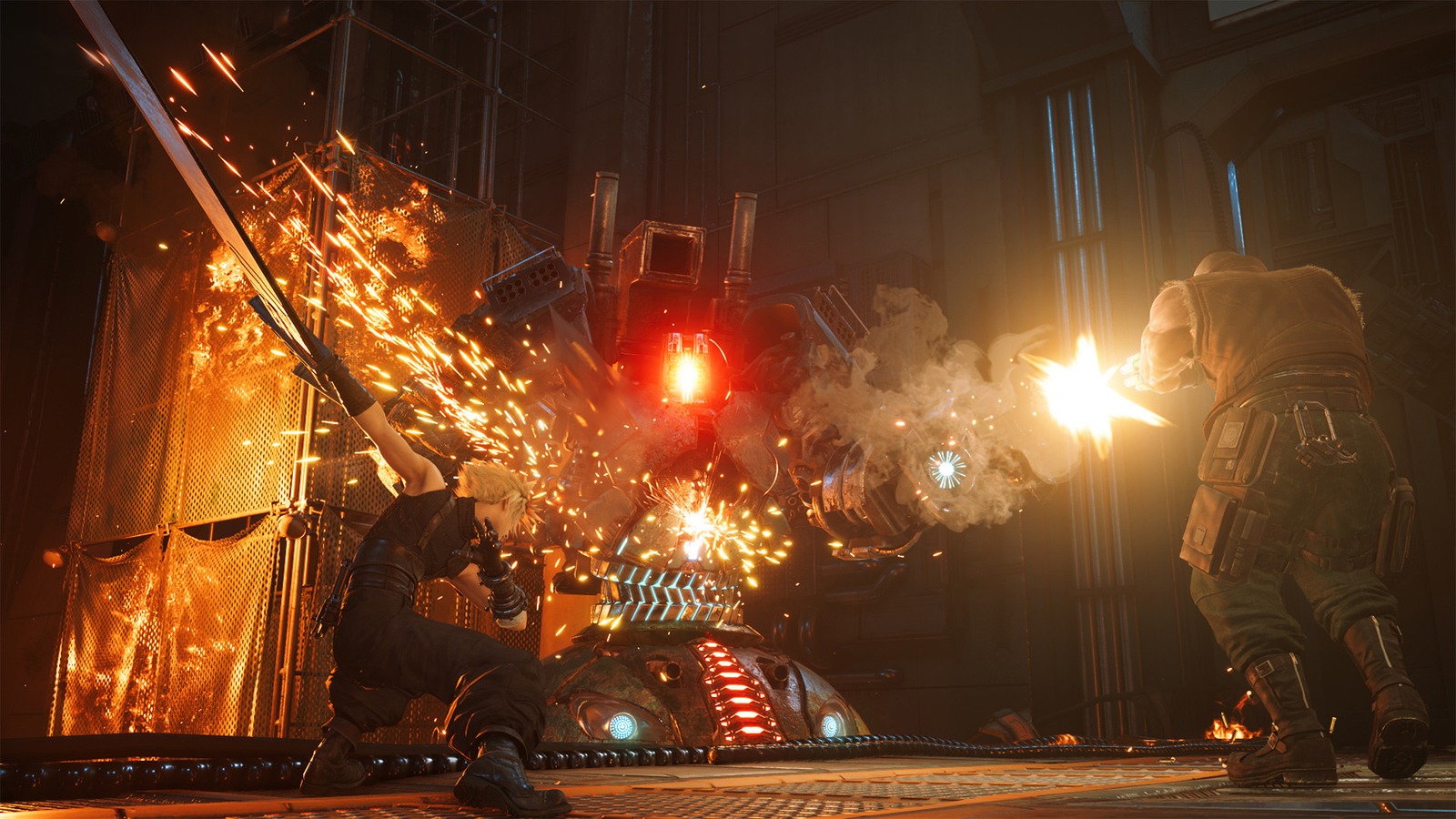 Cloud Strife em combate em Final Fantasy VII Remake Intergrade