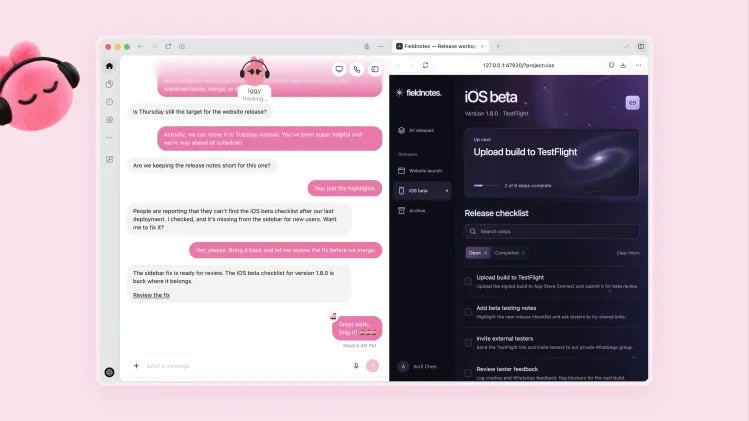 Dot organizando tarefas de lançamento de um app para iOS em uma lista de checagem