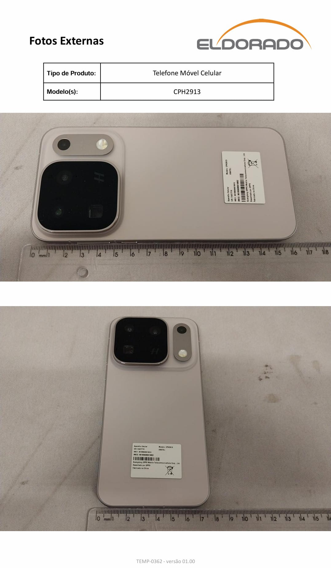 Fotos do OPPO Find X10 Pro Max anexadas ao processo de homologação da Anatel