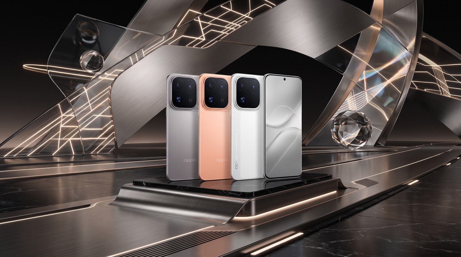 Find X10 Pro Max nas cores cinza, laranja e branco