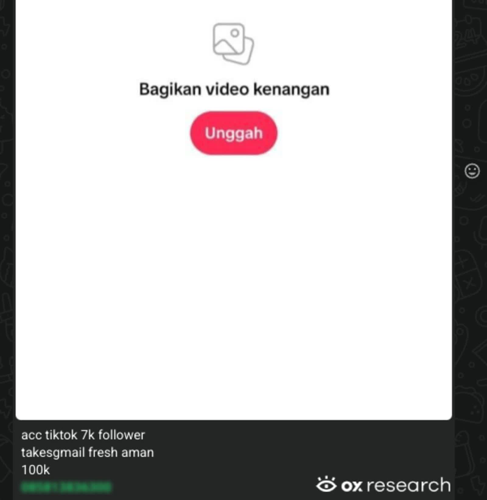 Anúncio de venda de contas de jogo publicado num dos canais inflados pela campanha