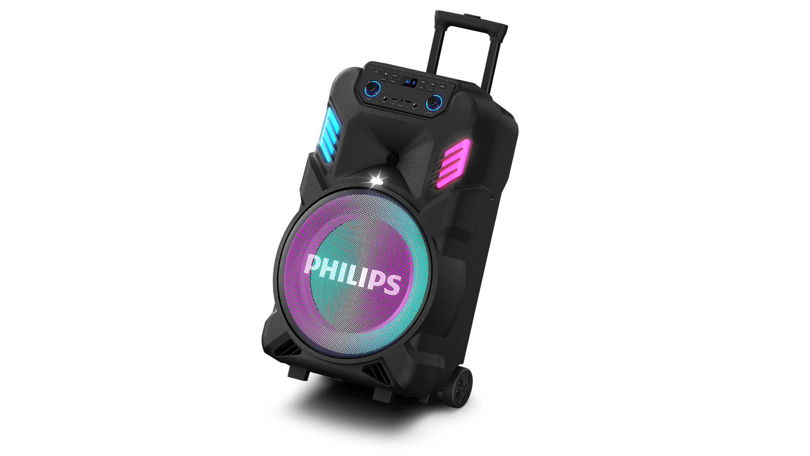 Philips Boomtrek TAX200T com a alça de transporte estendida
