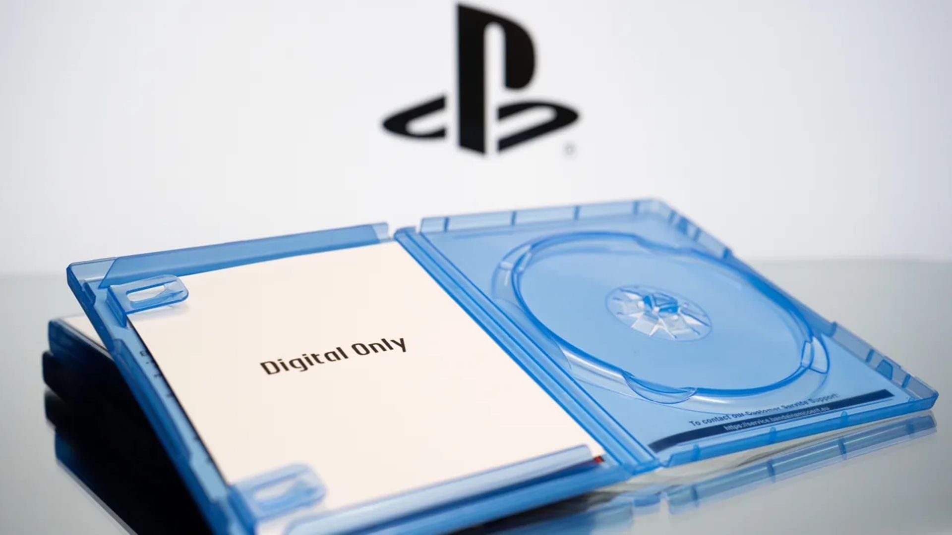 Caixa de jogo de PlayStation com a inscrição Digital Only no lugar do disco