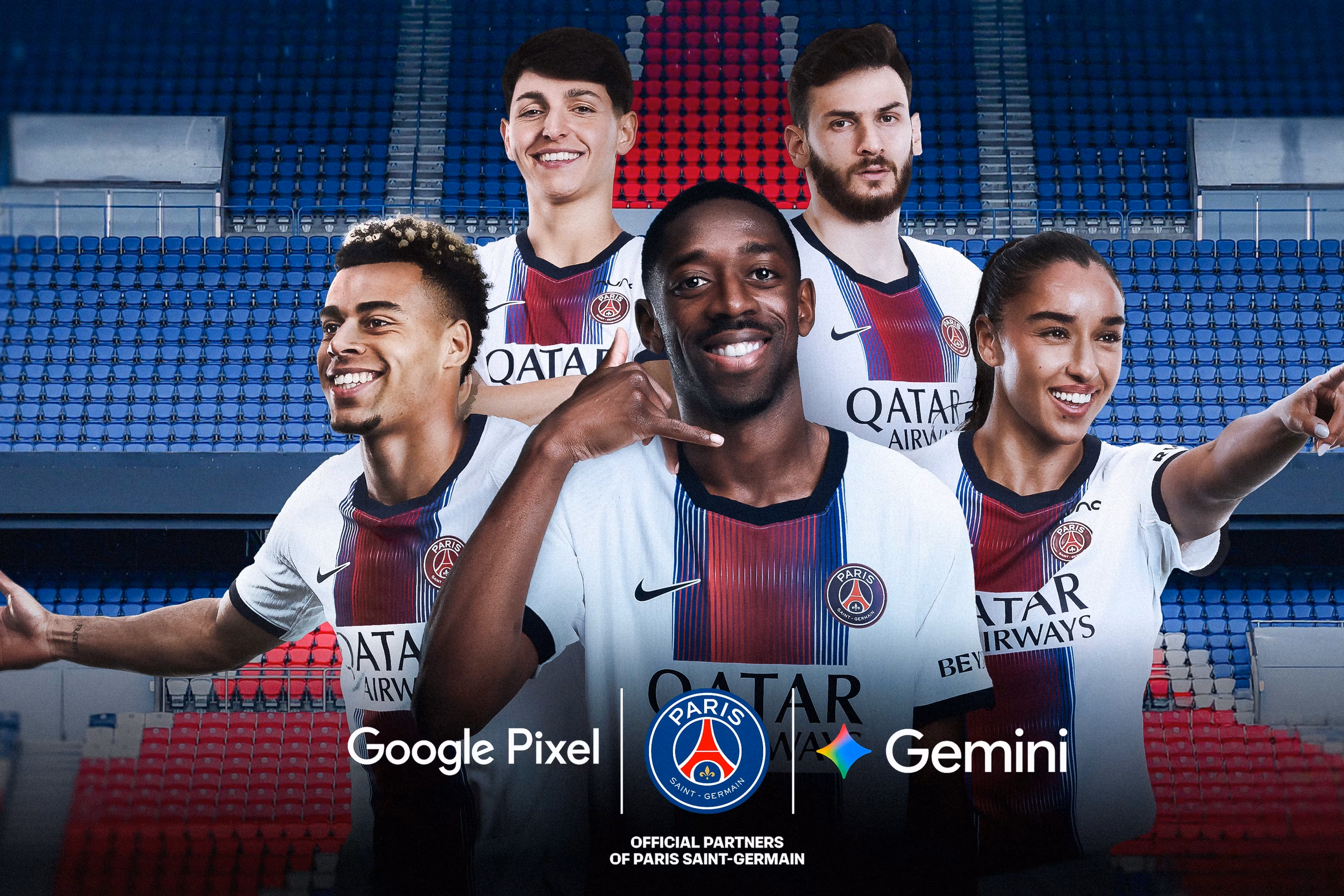 Material de divulgação da parceria entre PSG, Google Pixel e Gemini
