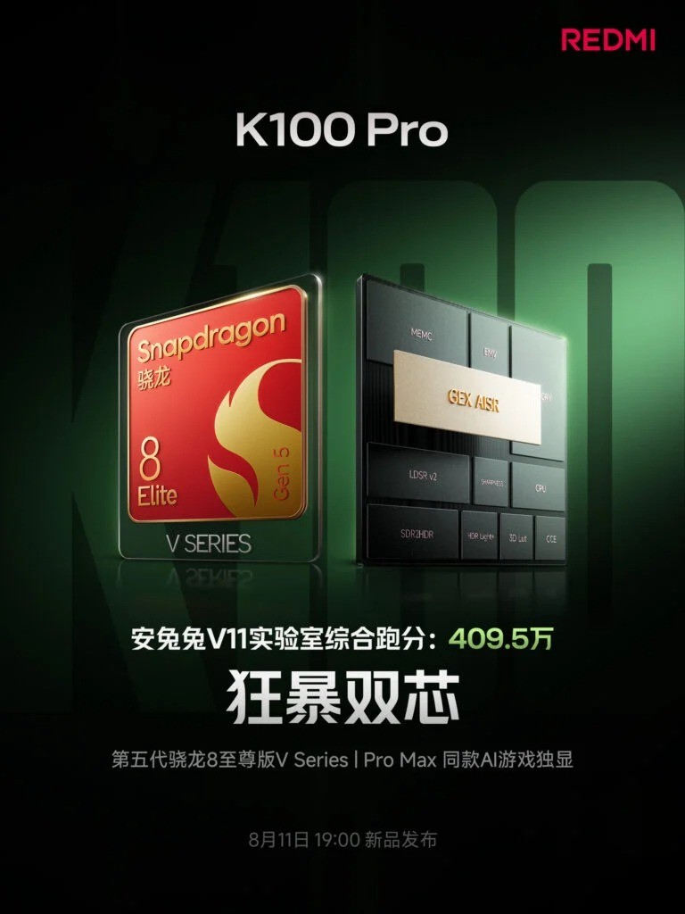 Pôster oficial do Redmi K100 Pro, primeiro celular com o Snapdragon 8 Elite Gen 5V