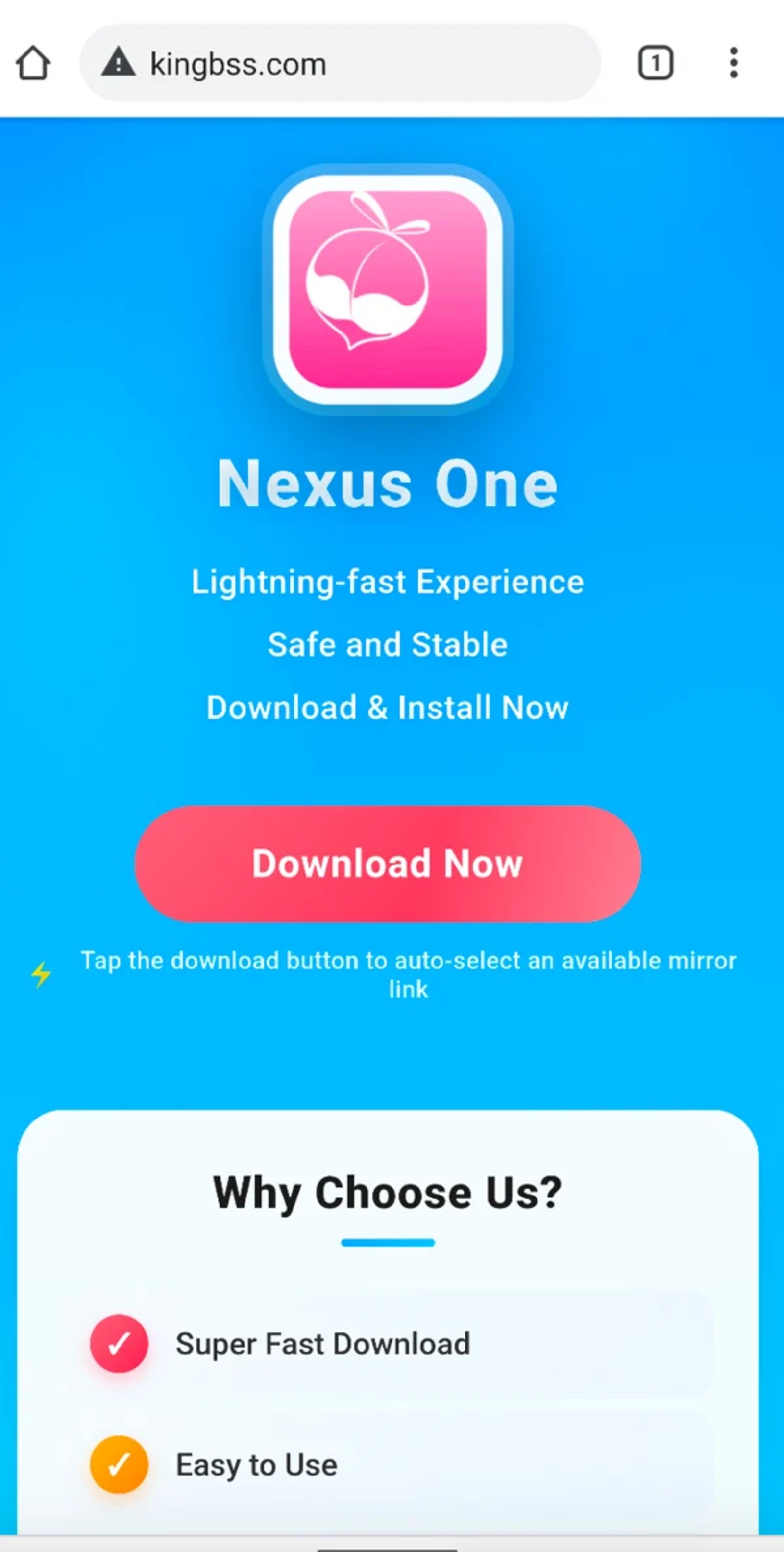 Página falsa usada pelo RatHat para distribuir o APK malicioso, imitando um app legítimo