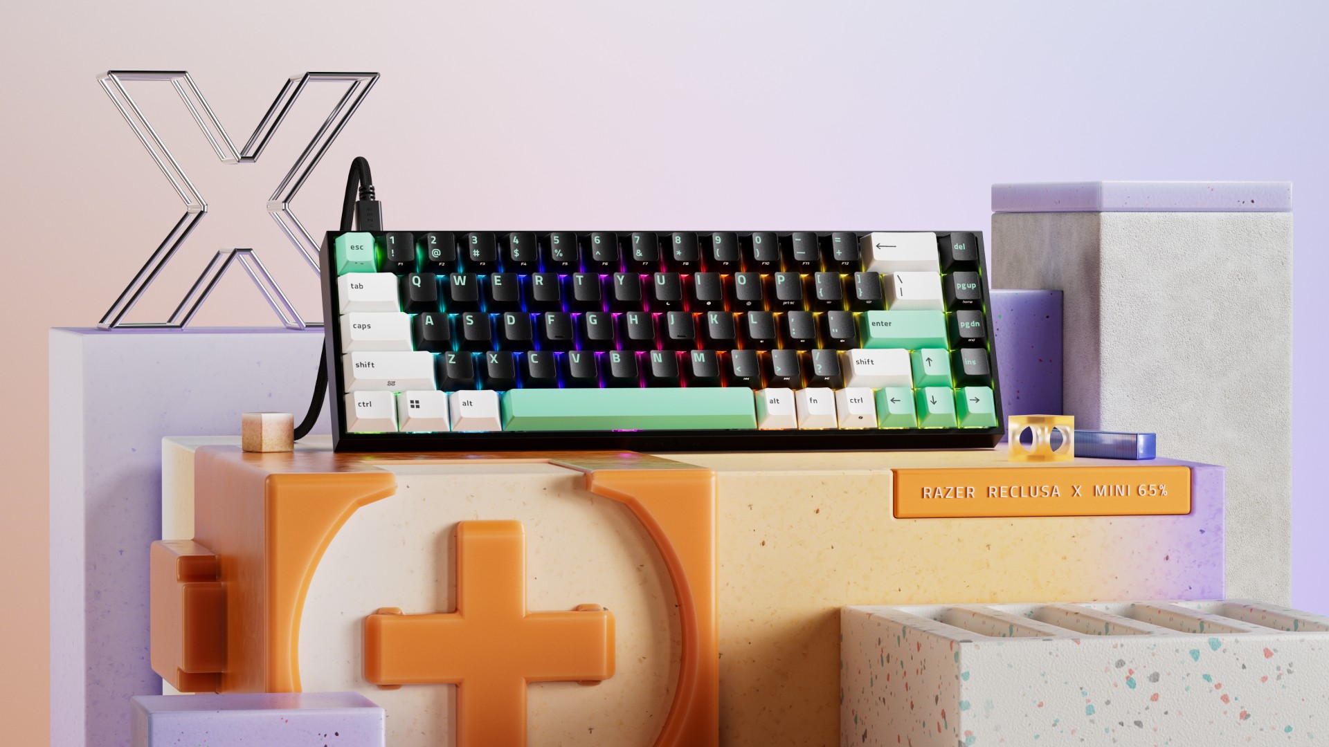 Razer Reclusa X Mini 65%: teclado mecânico hot-swap com switches lubrificados e amortecimento em silicone inaugura linha para entusiastas