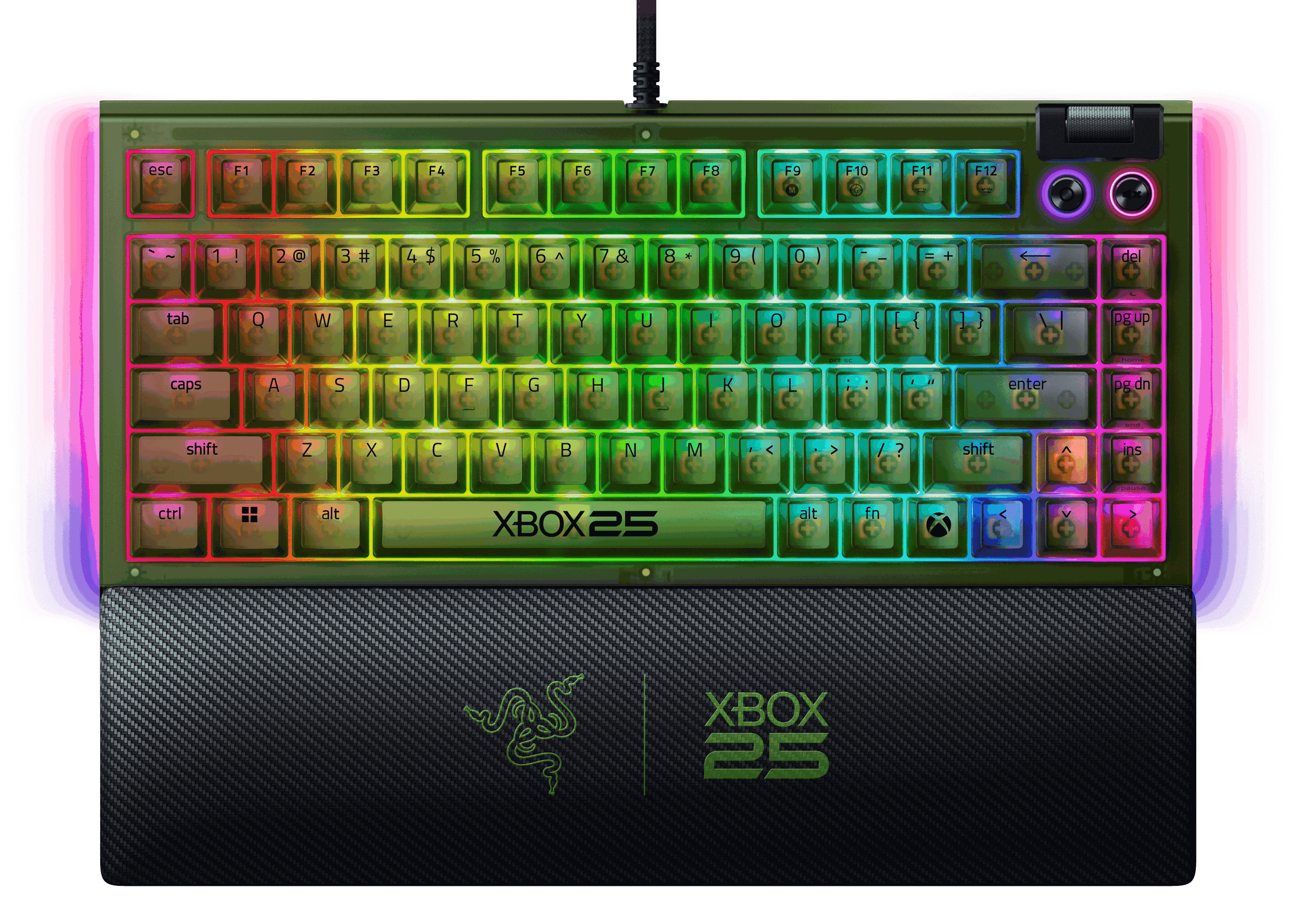 Teclado Razer BlackWidow V4 75% translúcido da coleção de 25 anos do Xbox