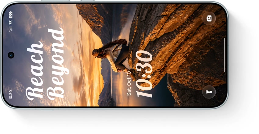 Celular com a tela de bloqueio do ColorOS 17 em render oficial da OPPO