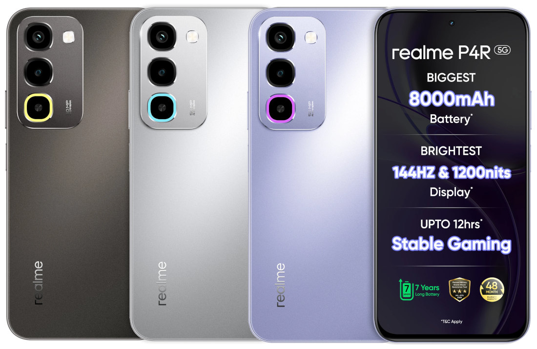 Realme P4R 5G, novo celular com bateria de 8.000 mAh