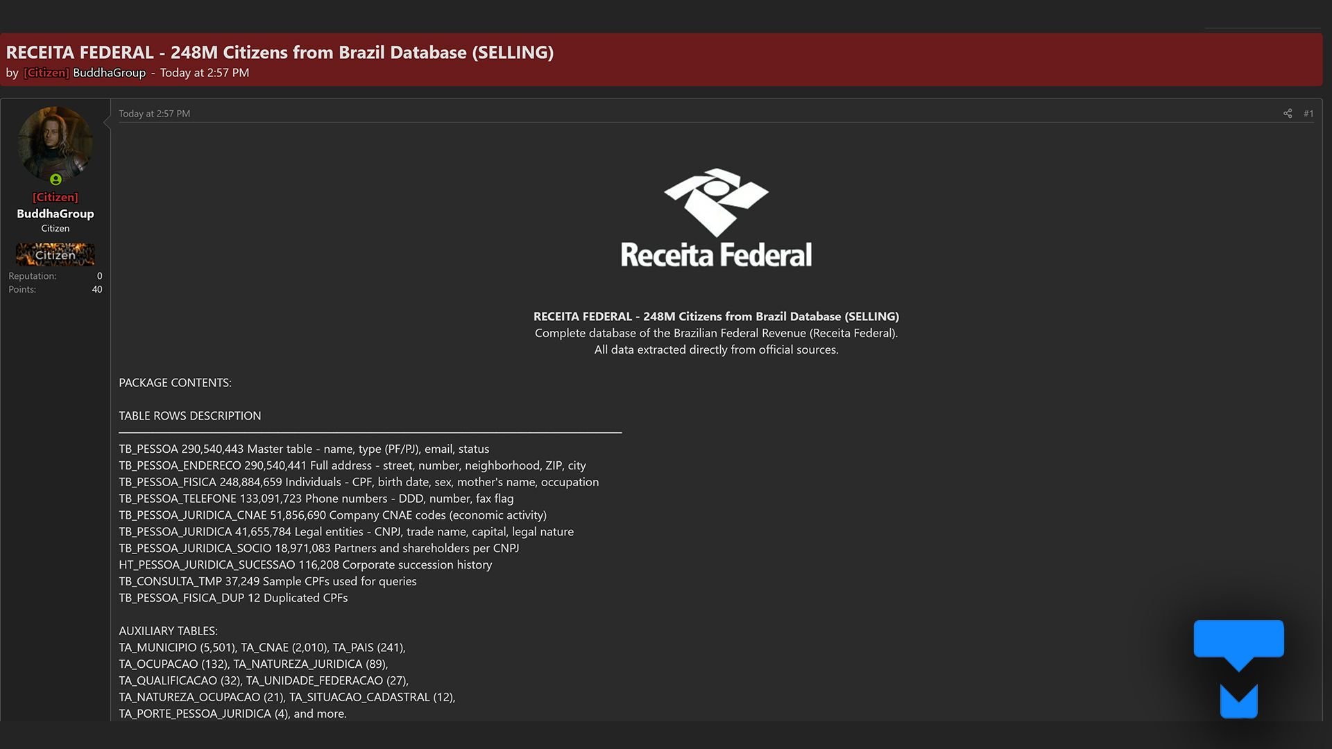 Sede da Receita Federal, alvo de suposto vazamento de dados de brasileiros
