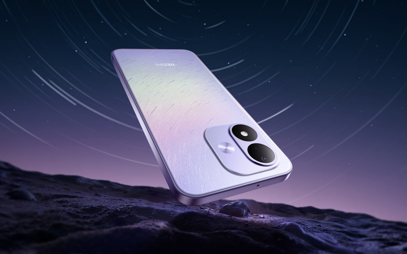 Redmi Note 17 Pro Max em cor lilás com a ilha de câmeras dupla