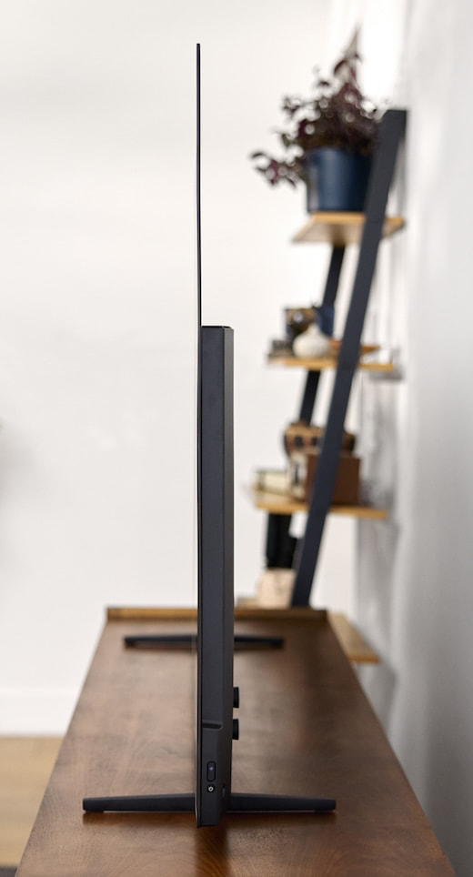 Detalhe lateral do painel OLED da Roku