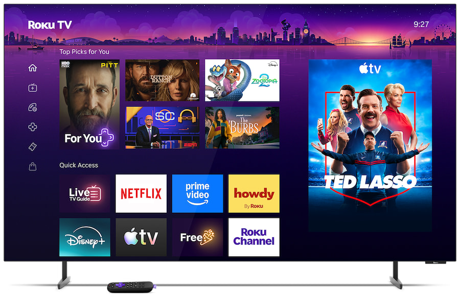Tela inicial da plataforma Roku nas novas TVs