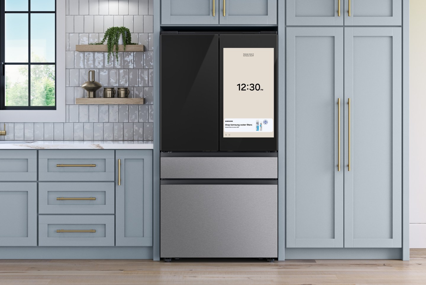 Geladeira Samsung Bespoke AI em cozinha