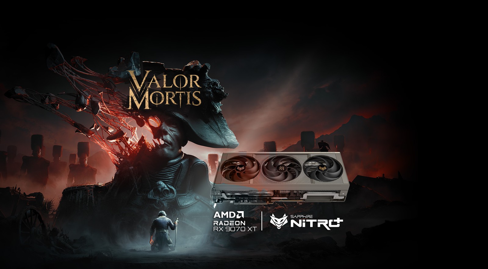 Arte promocional da Sapphire Nitro+ RX 9070 XT Valor Mortis