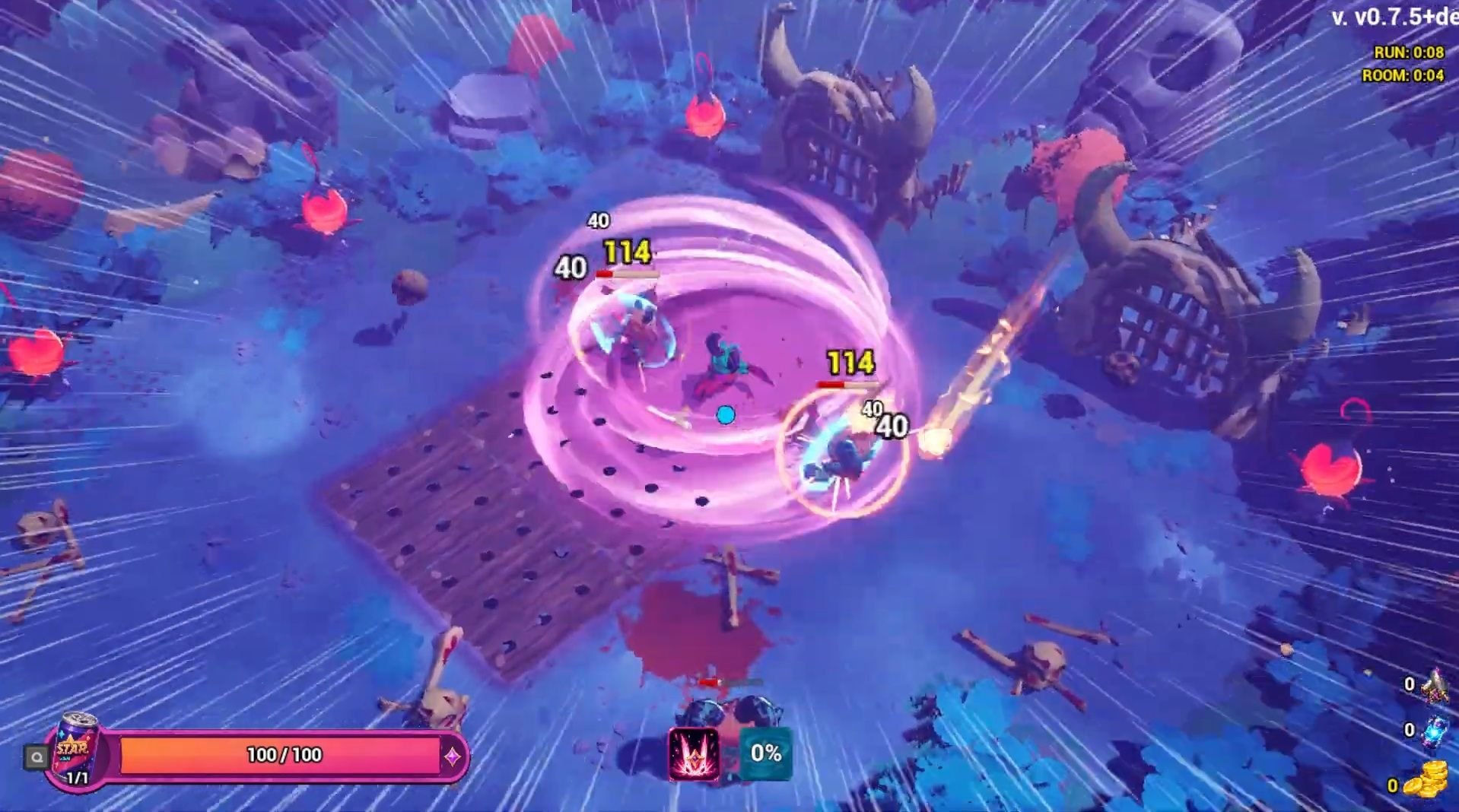 Cena de gameplay de Super Tacky Astro Ranger