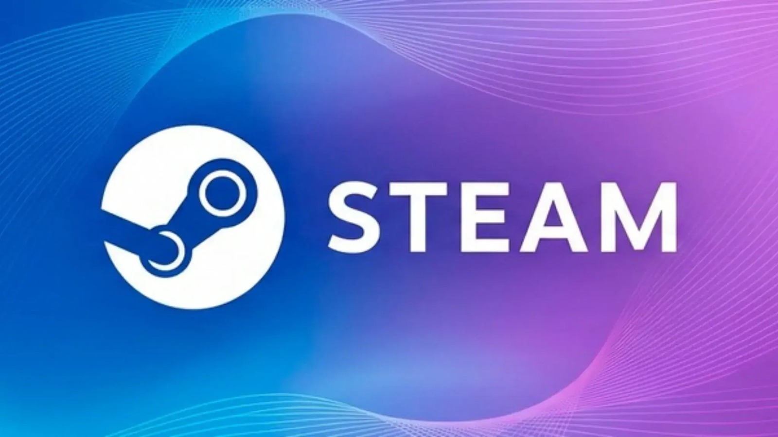 Logo da Steam sobre fundo em degradê azul e roxo