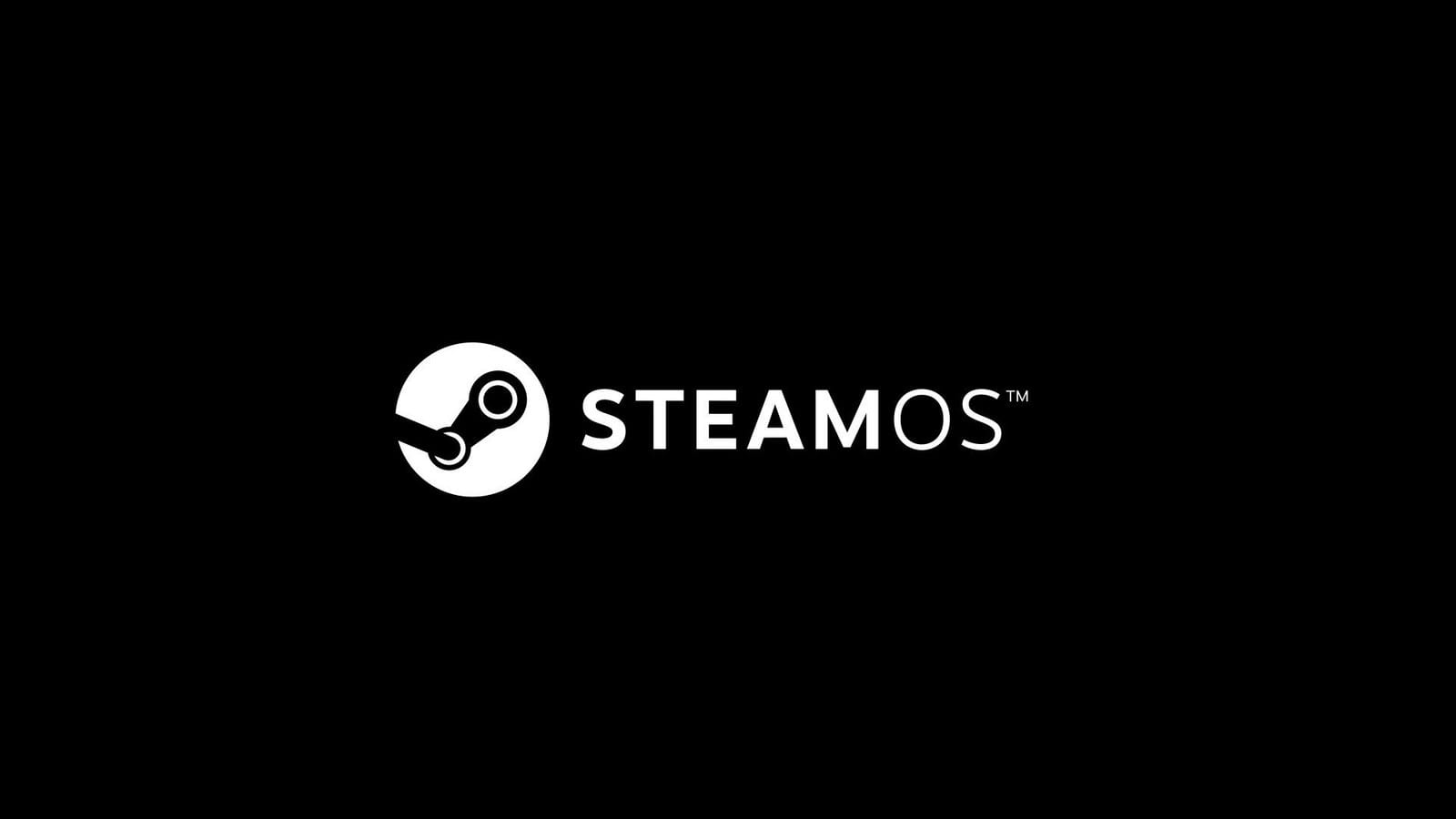 Logotipo do SteamOS sobre fundo preto