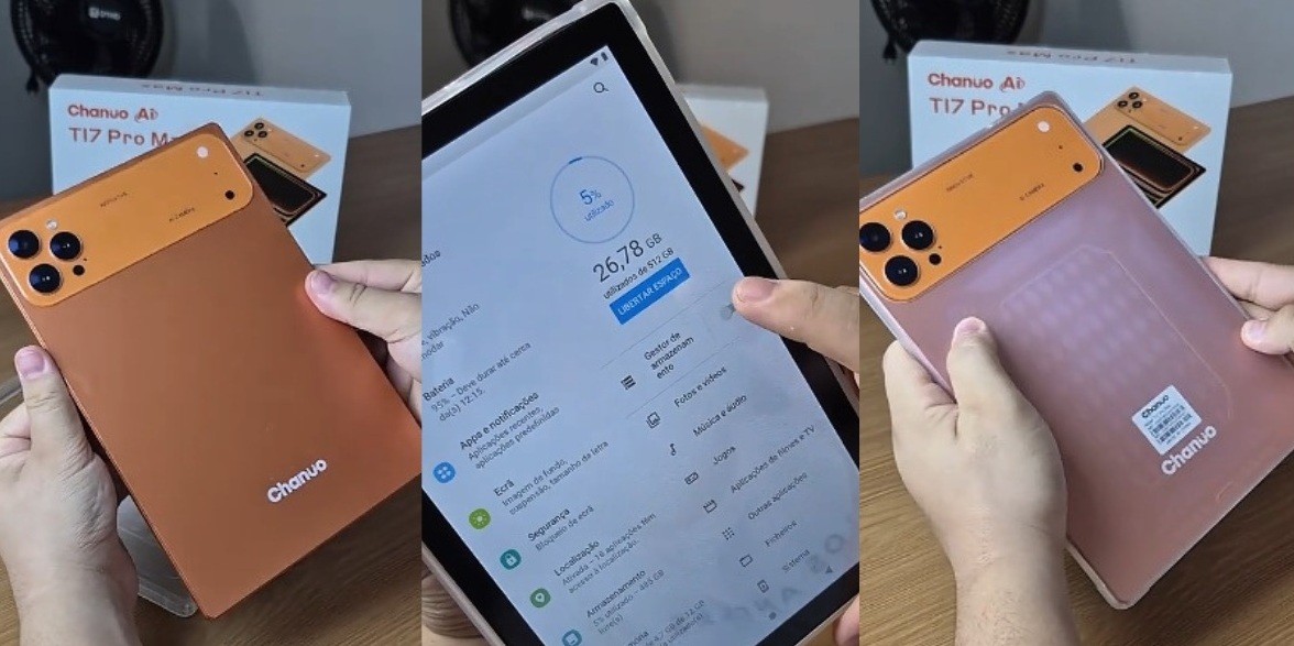 Tablet T17 Pro Max: clone chinês do iPhone 17 Pro Max custa cerca de R$ 600 e viraliza no TikTok