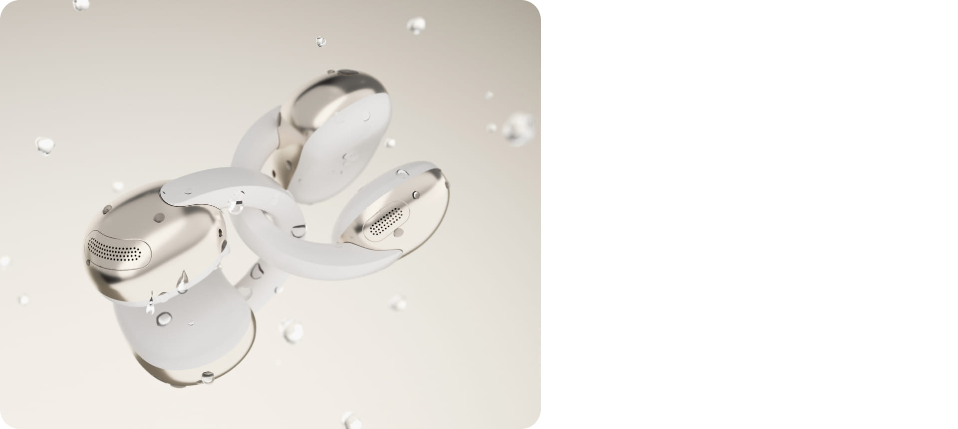 Fones TCL CrystalClip flutuando sobre fundo claro