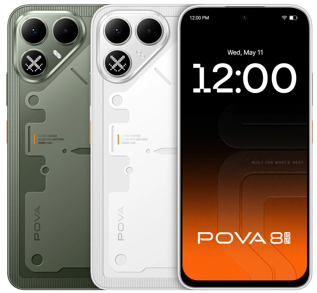 TECNO Pova 8 5G, novo celular com bateria de 8.000 mAh e display traseiro Alive Matrix