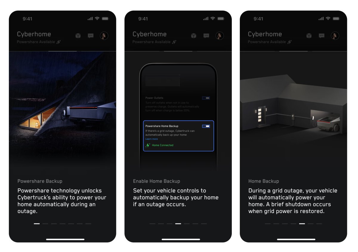 Tela do aplicativo da Tesla com as opções do Powershare