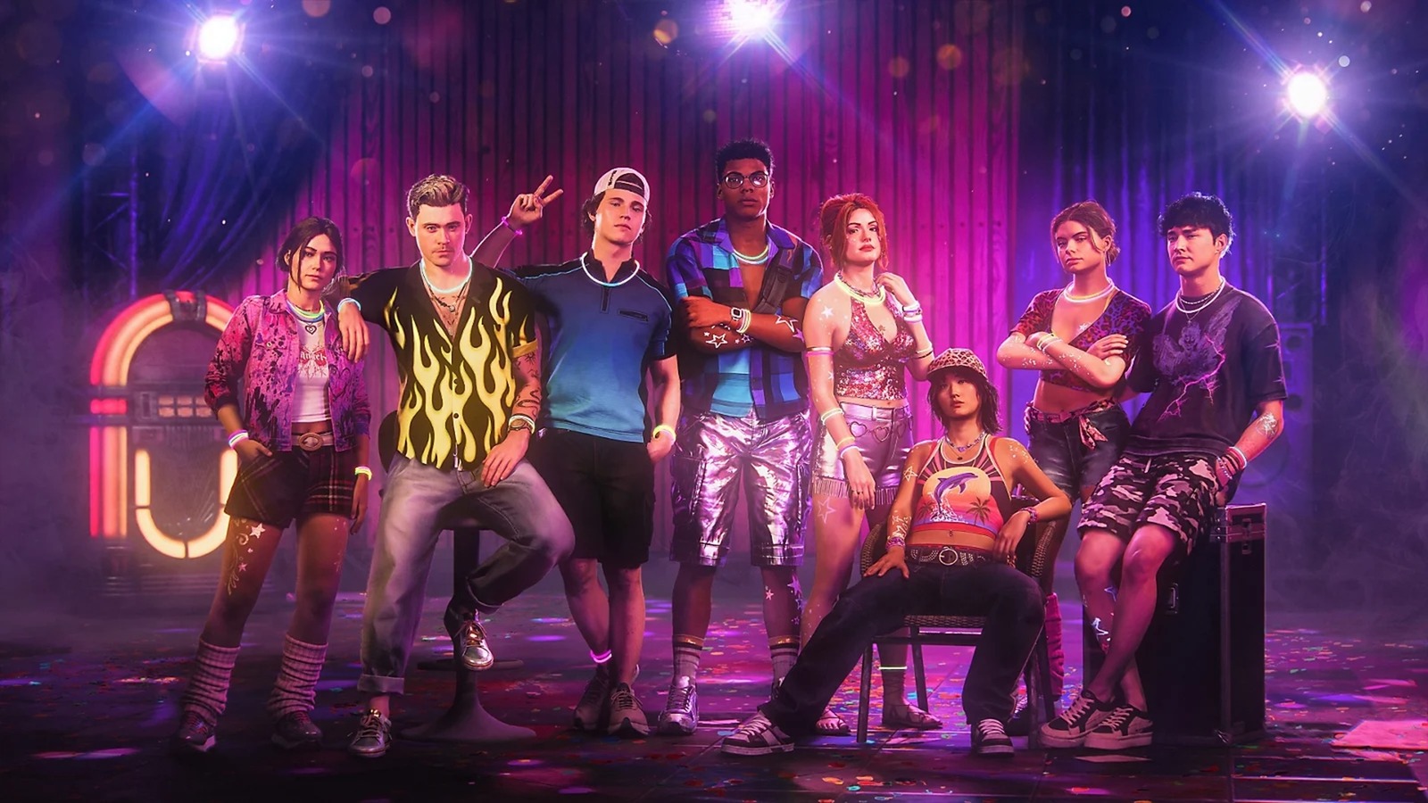 Pacote Neon Vibes Y2K traz trajes para os oito personagens jogáveis de Until Dawn 2