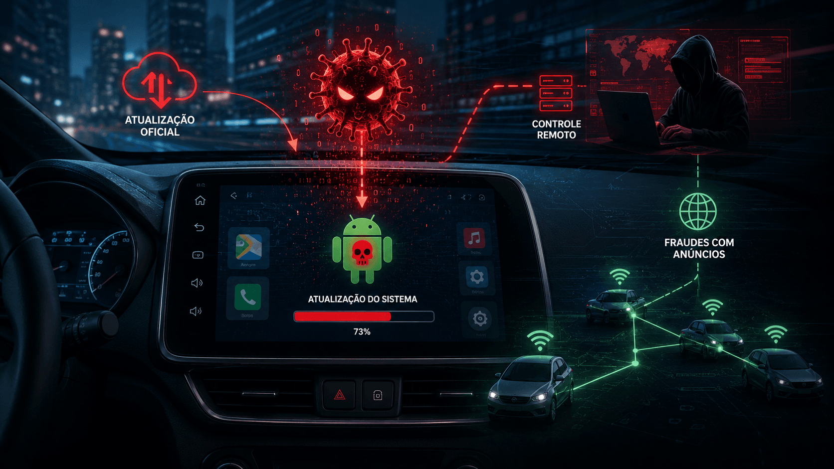 Malware infecta centrais multimídia de carros com Android para aplicar golpes