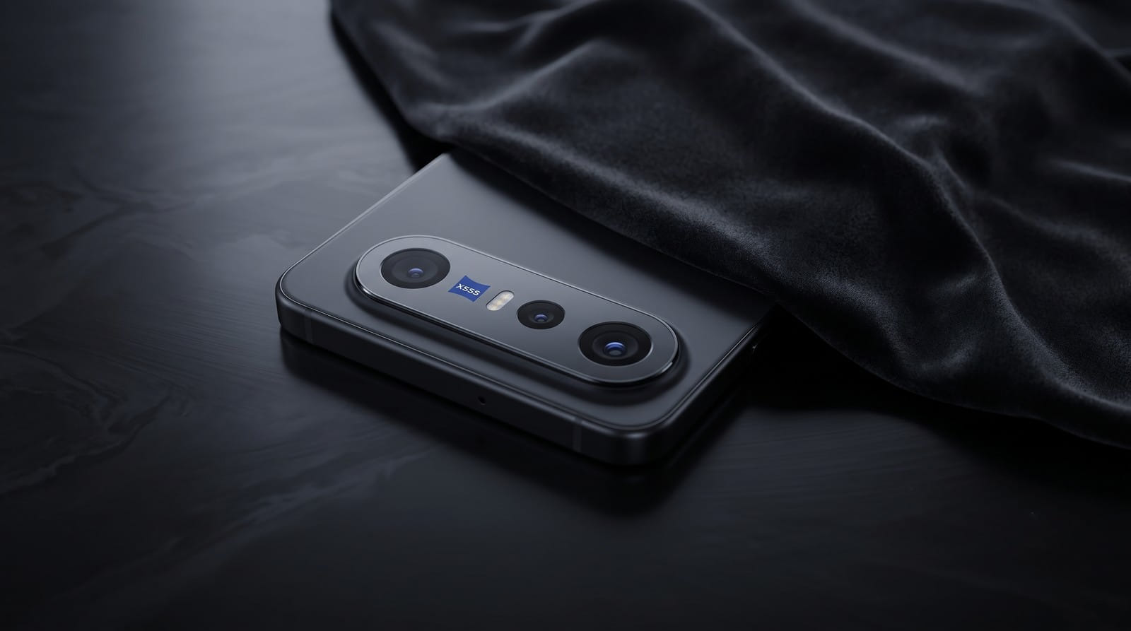 Render do vivo X300 E mostrando o módulo de câmeras com selo Zeiss
