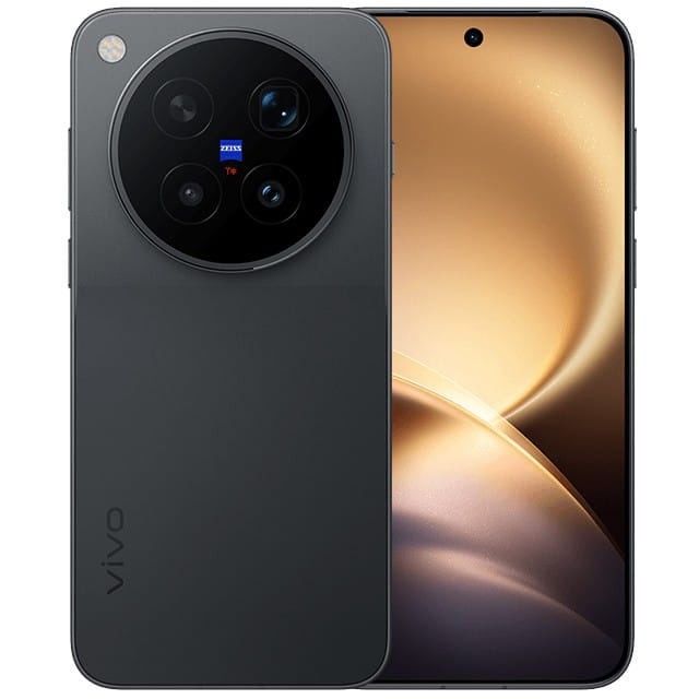 Vivo X500 na cor preta com o módulo circular de câmeras Zeiss
