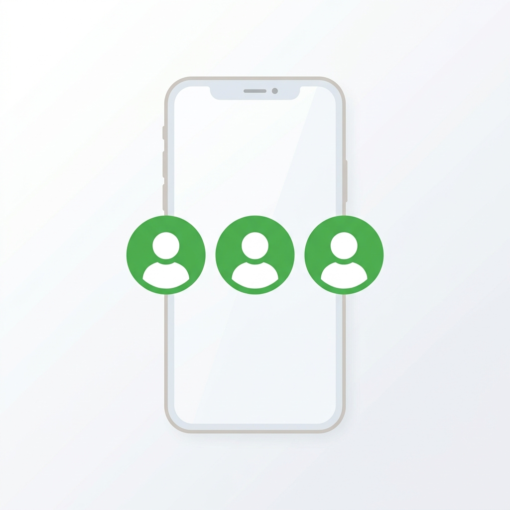 Ilustração conceitual de um celular com três perfis de aplicativo de mensagens lado a lado
