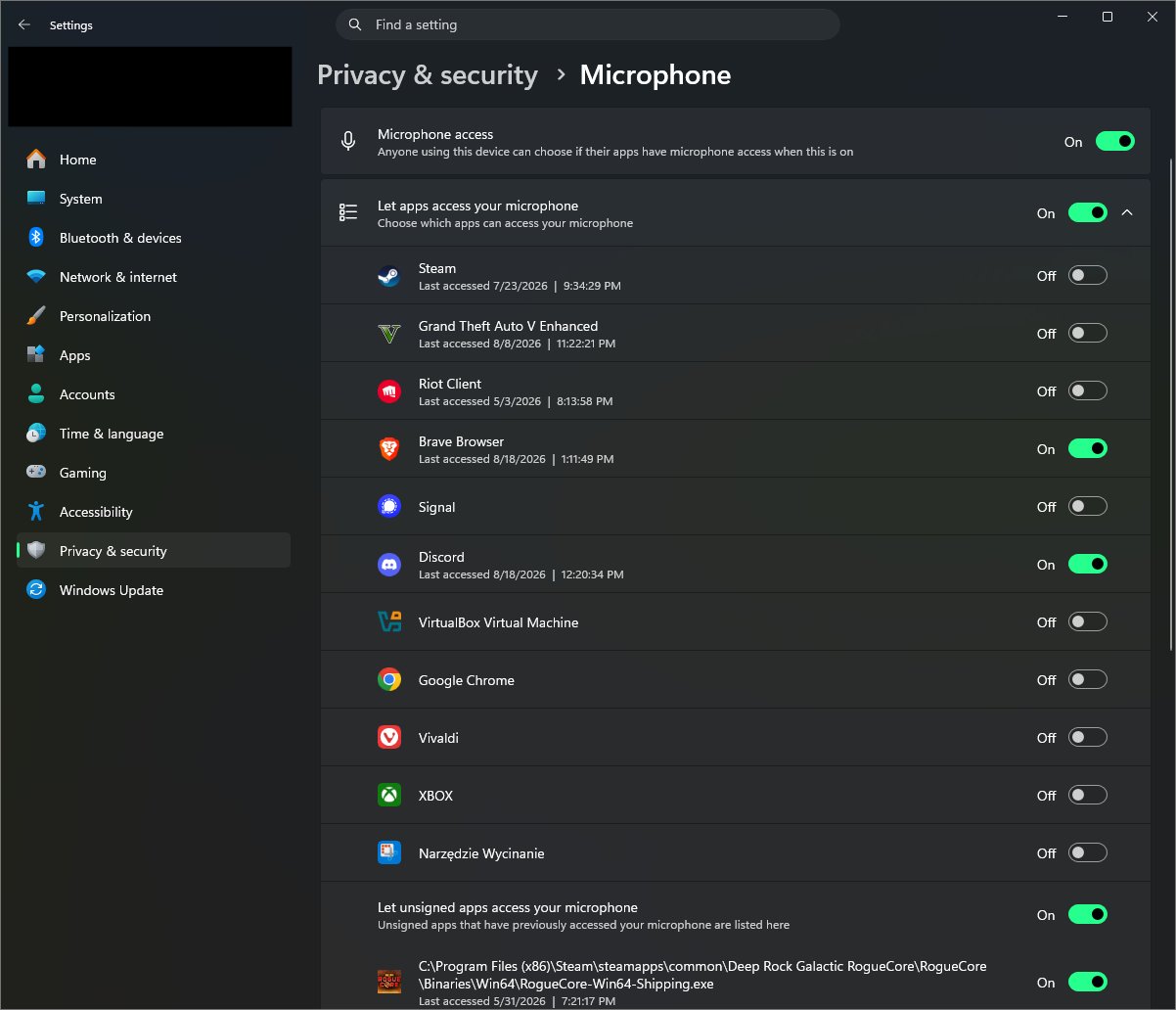 Painel de permissões de apps no Windows 11