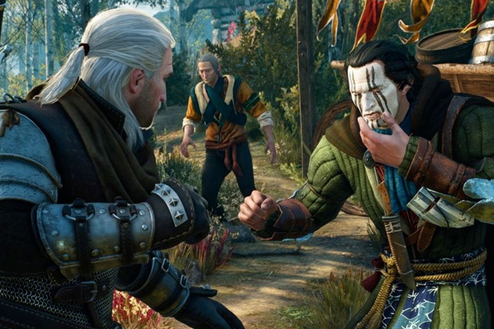Geralt em combate em cena de The Witcher 3 Remastered