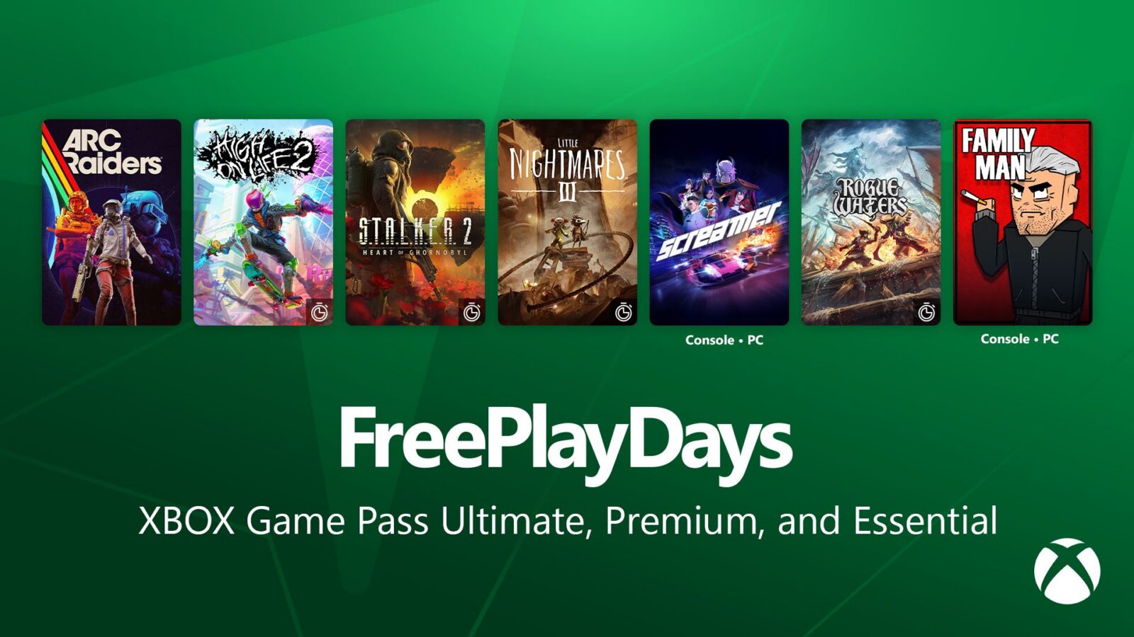 Jogos apresentados pela Microsoft no Free Play Days de 8 de outubro.