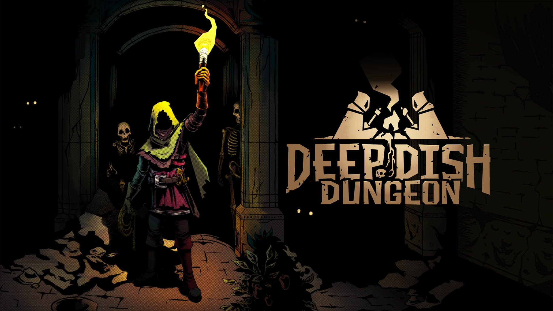 Arte oficial de Deep Dish Dungeon, jogo brasileiro incluído no calendário