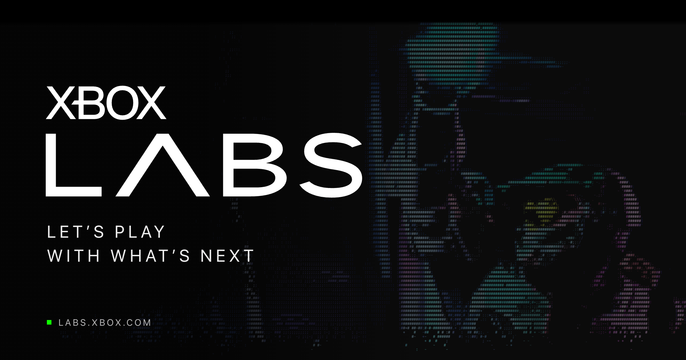 Logotipo do Xbox Labs com o lema Let's play with what's next