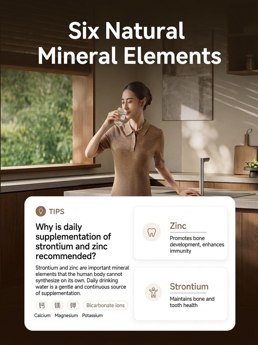Material oficial da Xiaomi sobre os seis minerais adicionados à água pelo purificador