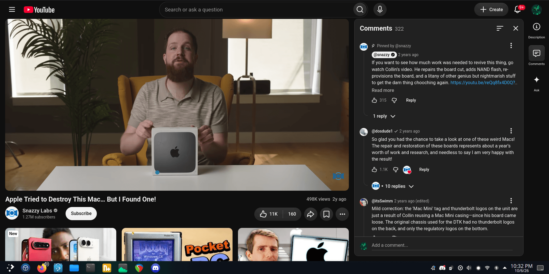 Captura de tela publicada no Reddit mostra os comentários do YouTube na coluna à direita do vídeo
