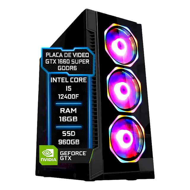 Pc Gamer Intel Core i5-12400F GTX1660 SUPER 16GB RAM 1TB SSD | Melhores Tech