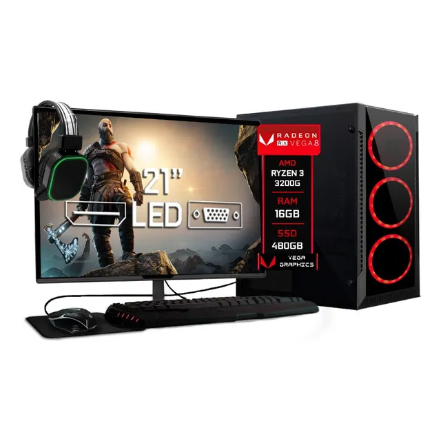 Pc Gamer (completo) AMD Ryzen 3 3200G 16GB RAM 480GB SSD | Melhores Tech