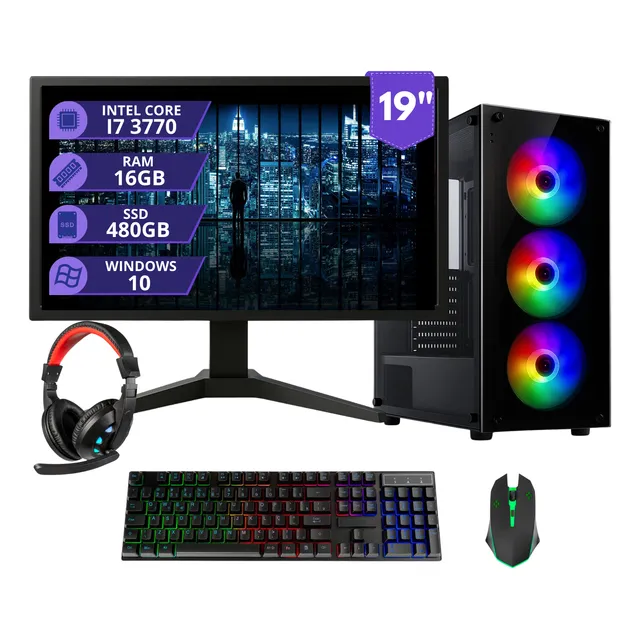 Pc Gamer (completo) Intel Core i7-3770 16GB RAM 480GB SSD | Melhores Tech